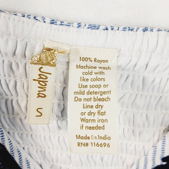 Japana, Palazzo Jumpsuit, S, Blue & White Stripe, Spaghetti Straps, Navy Trim - Picture 2 of 15